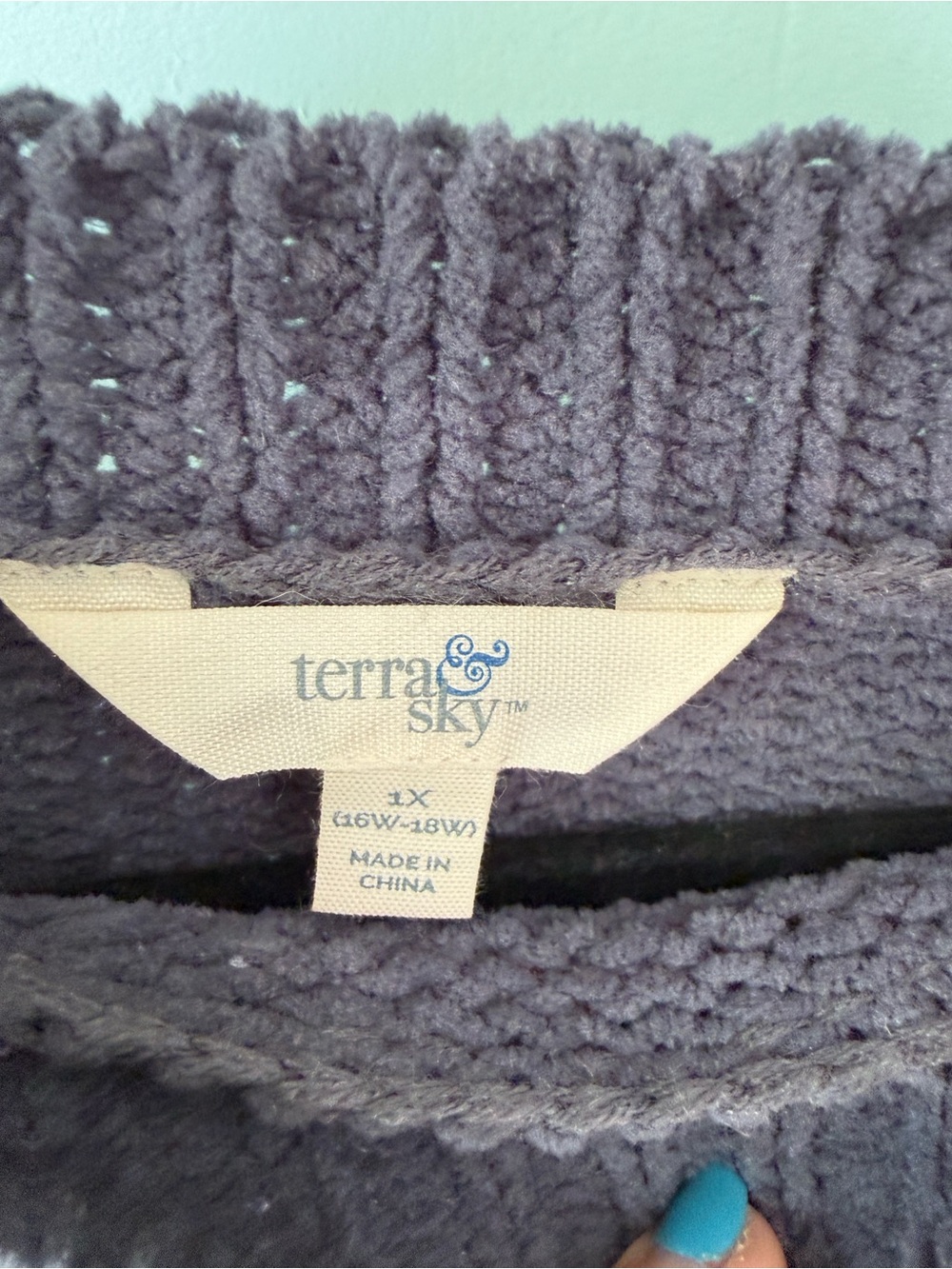 Terra & Sky Classic Crewneck Women's Sweater in Slate Gray Size 1X - Picture 6 of 10